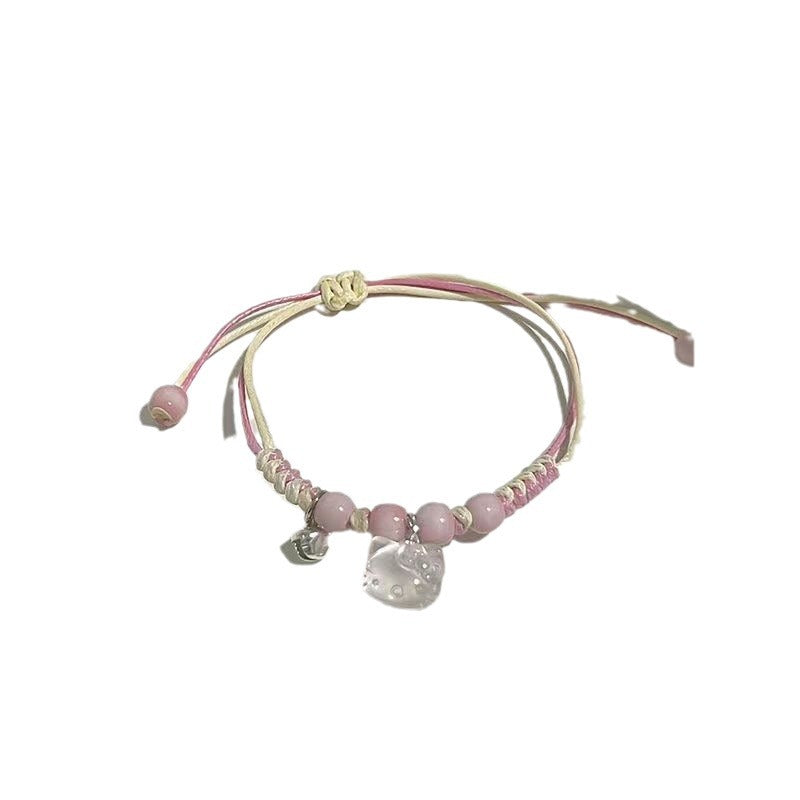 Cute Cartoon Hello Kitty Shape Woven Hand Strap Female Bracelets