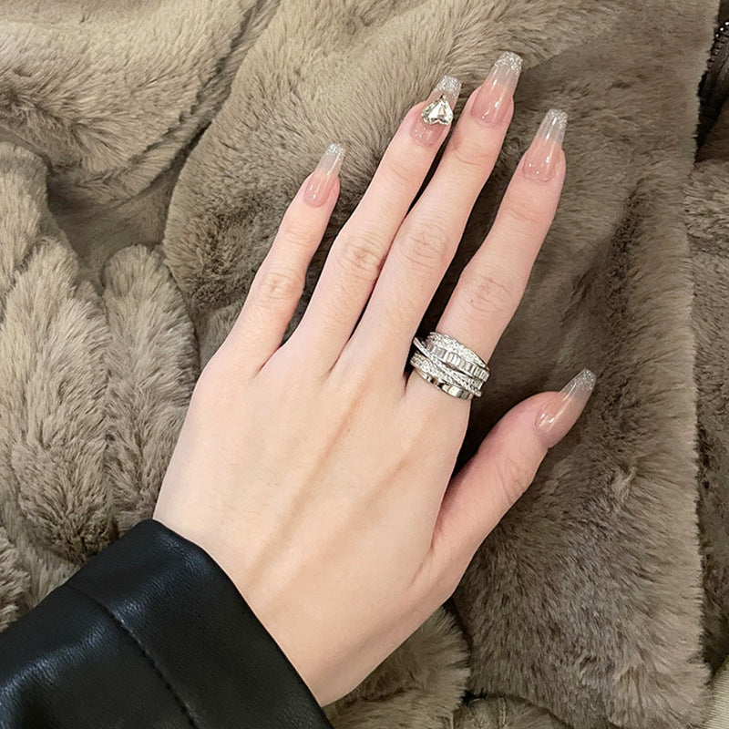 Fashion Copper Inlaid Zircon Cord For Braiding Female Niche Ring
