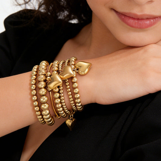 Women's Twin French Beaded Love Simple Imitation Bracelet