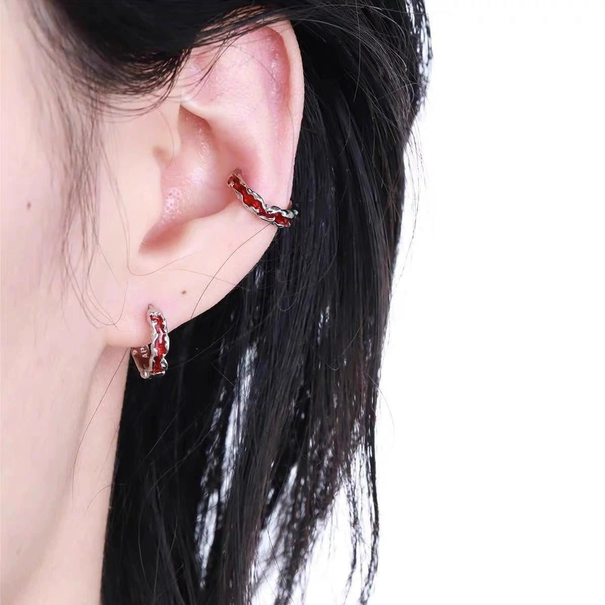 Men's & Women's Red Glaze Clip Trendy Design High-grade Sweet Cool Ear Buckle