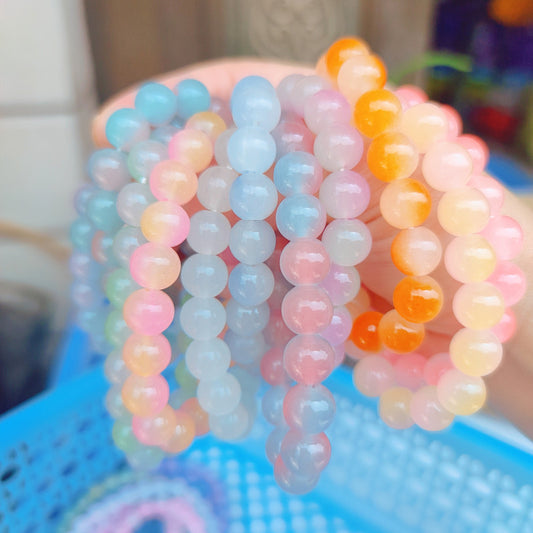 Hand Toy Gradient Color Glass Beads Primary School Beaded Can Bracelets