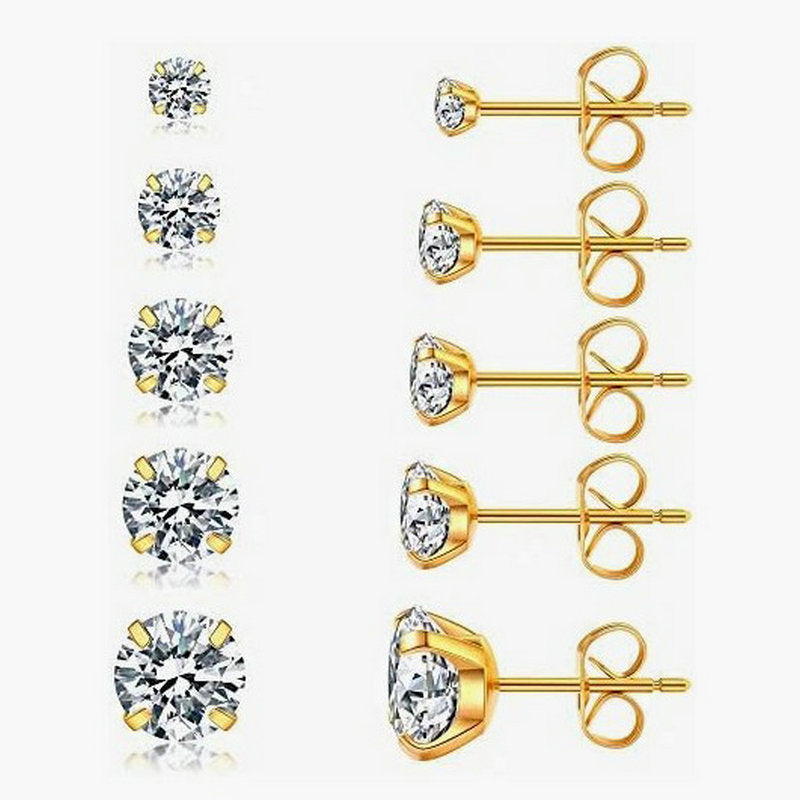 Fashion Zircon Personality Titanium Steel Claw Stud Earrings