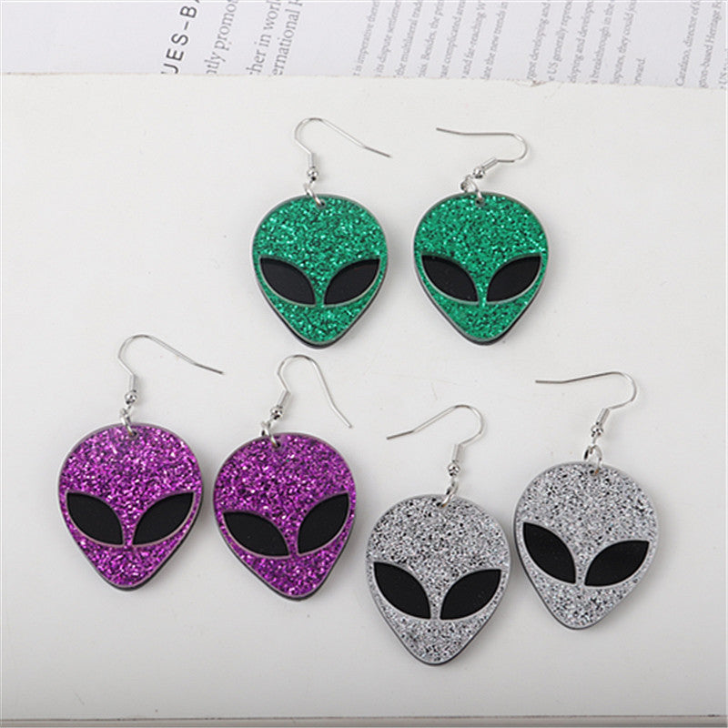 Alien Glitter Mask Fashion Spaceman Simple Stylish Earrings