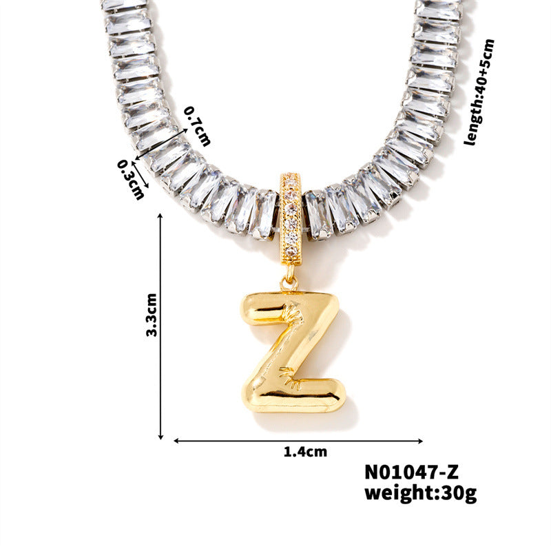 Zircon Letter English High Sense Simple Necklaces