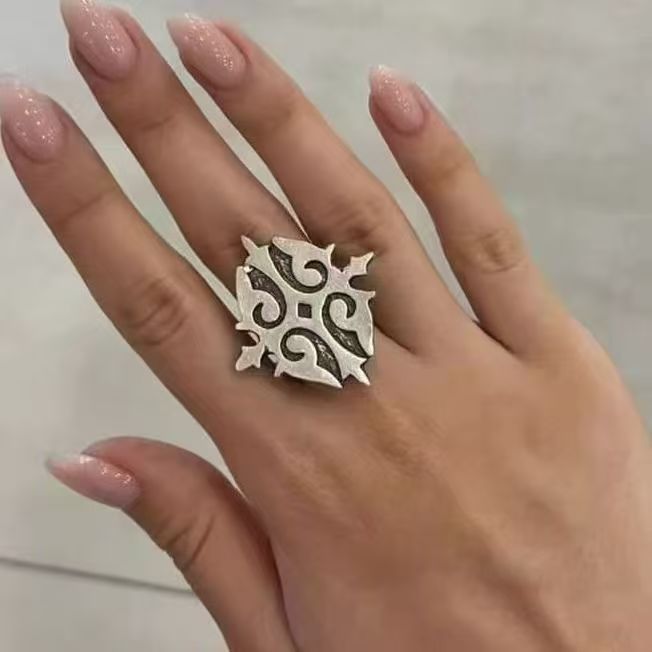 Kazakh Element Open Ethnic Style Simple Niche Index Ring