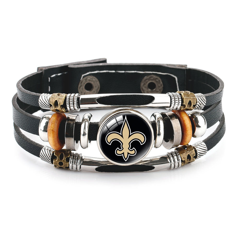 Genuine Leather Hand Professional Rugby League Team Time Stone Bracelet