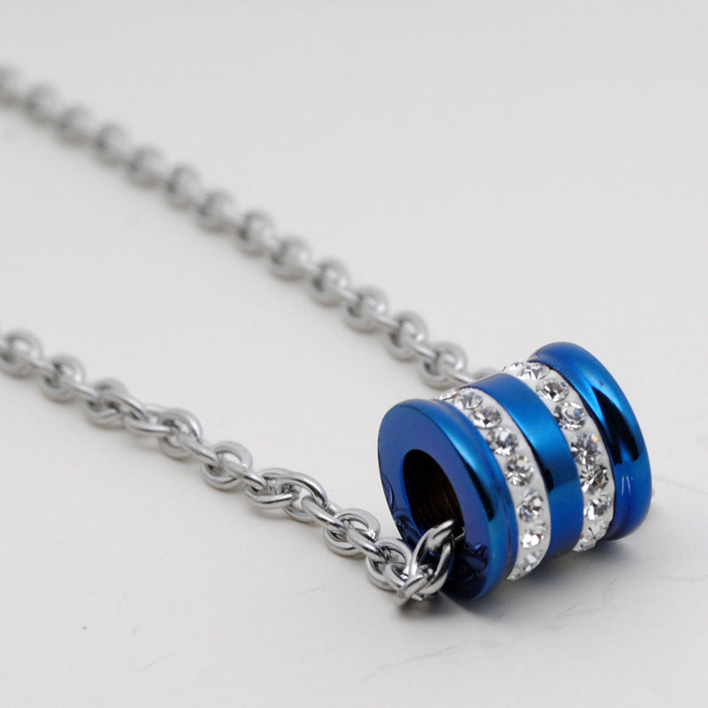 Korean Style Titanium Steel Cylinder Double Row Lucky Personality Pendants