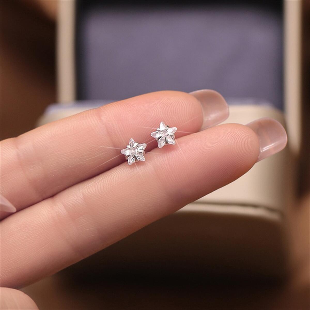 Women's & Men's Zircon Five-pointed Star Auricular Ear Light Earrings