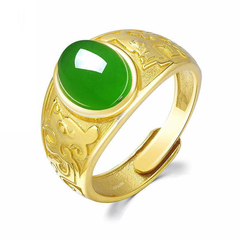 Men's Fashion Golden Personality Simple Imitation Carnelian Rings