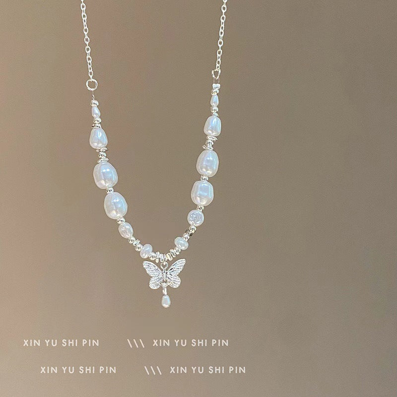 Butterfly Dream Collection Irregular Pearl Temperament Necklace