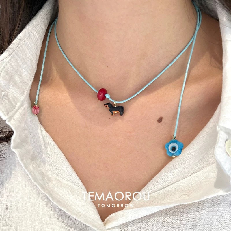 Glaze Beaded Female Cute Apple Czech Beads Necklaces