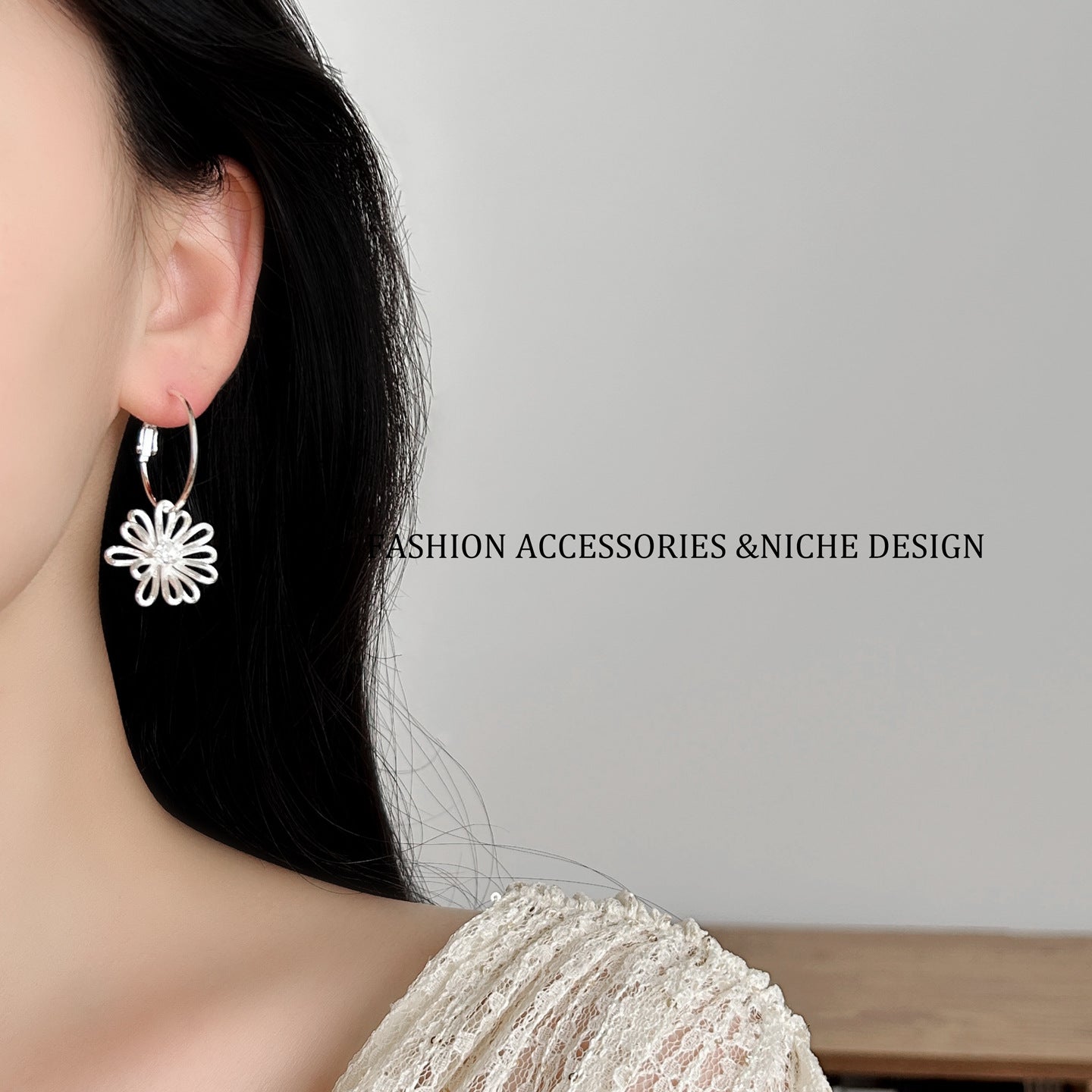 Chinese Style Hollow Daisy Flower Eardrops Exquisite Dignified Design Rings