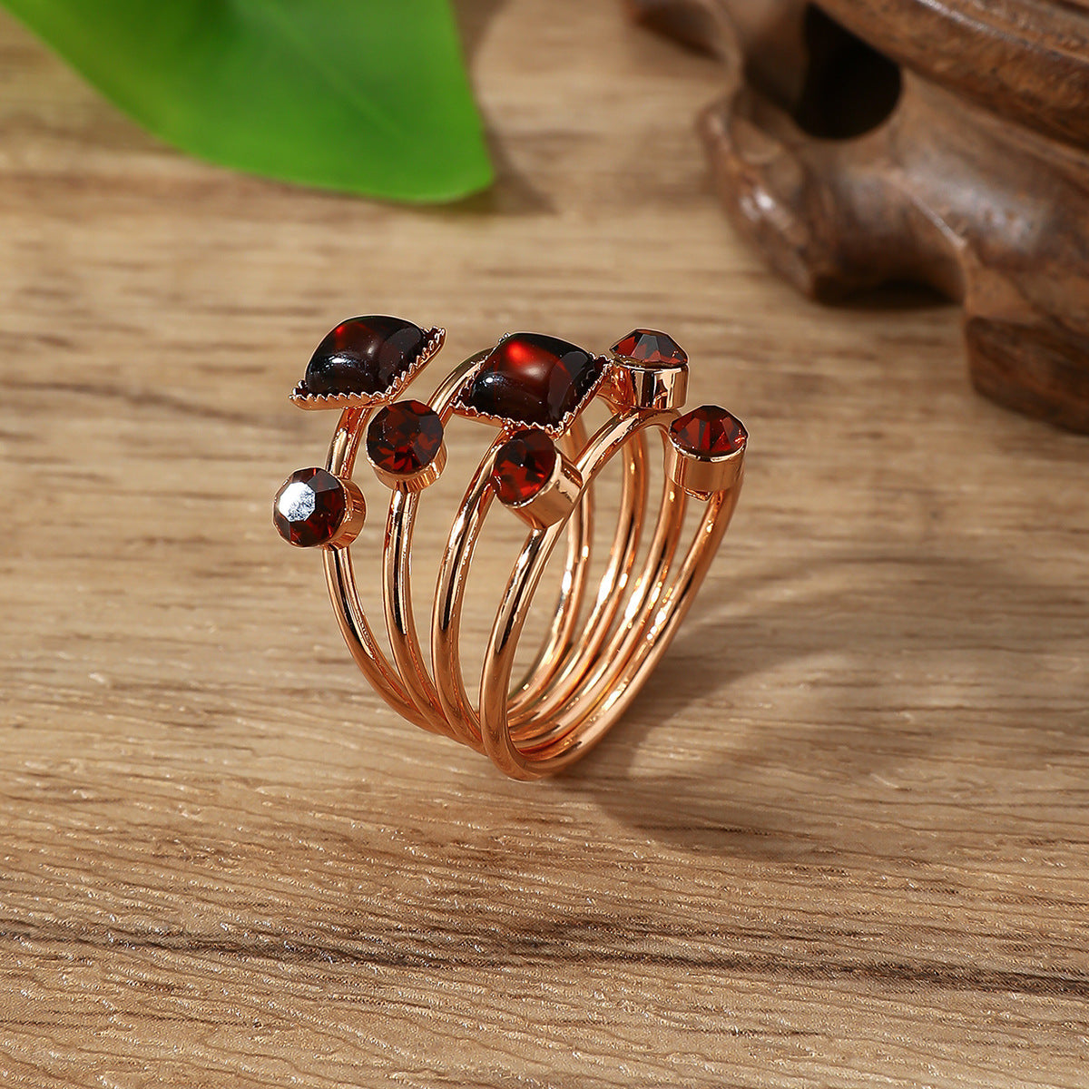 Crystal Gemstone Exaggerated Main Spring Original Ring