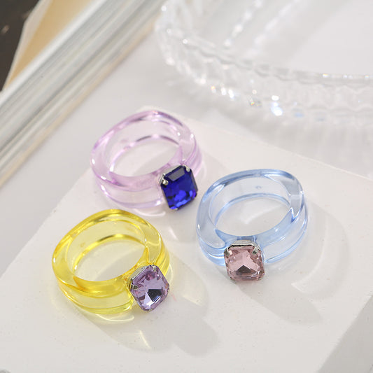 Sweet Colorful Heart Cute Resin Single Rings