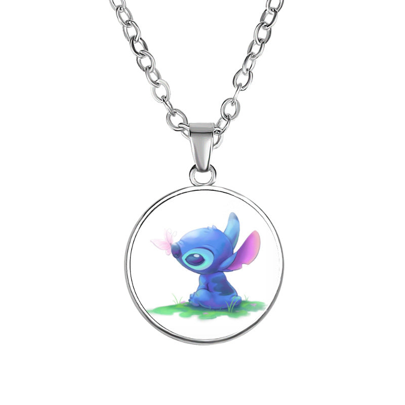 Children's Star Stitch Cartoon Pattern Time Stone Necklaces