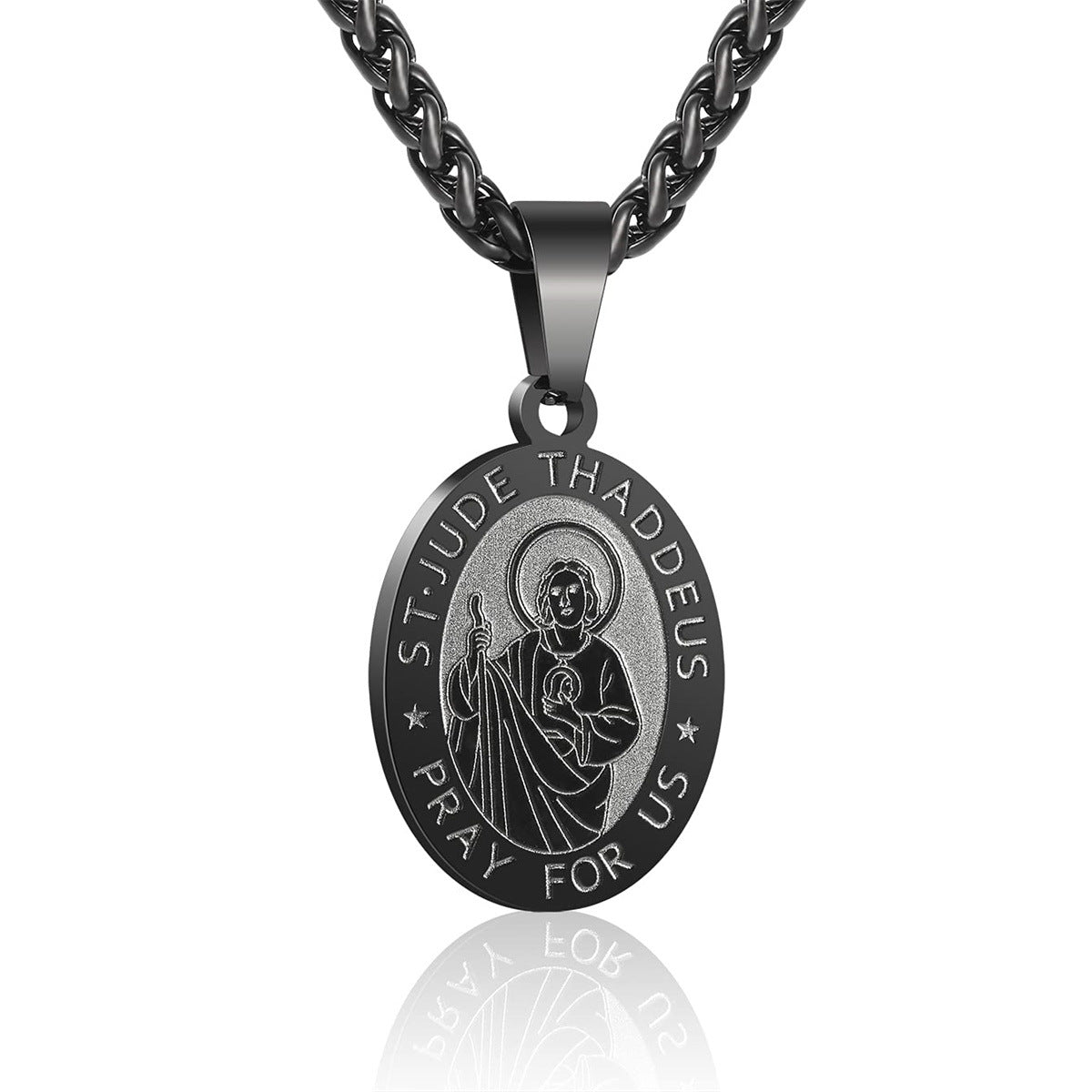 Women's & Men's Double-sided Portrait Medal Cross Stainless Steel Necklaces