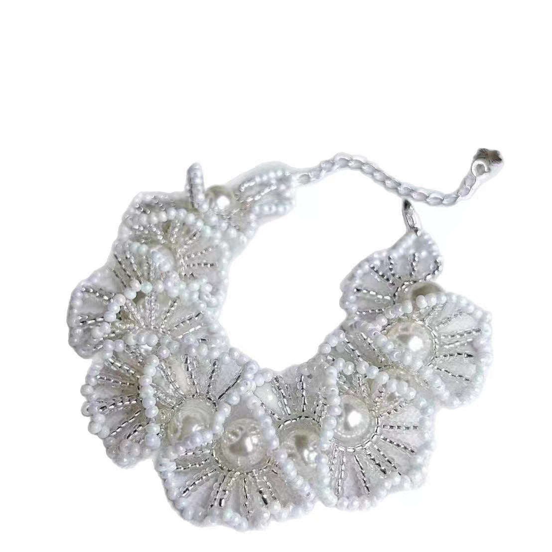 Women's Lace Pearl Flower Fashion Handmade Bead Woven Bracelets