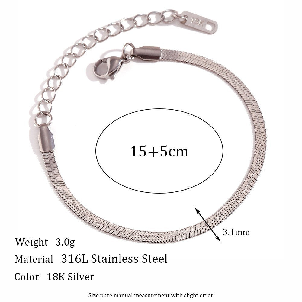 Women's Simple Fashion Personality Titanium Steel Choker Stainless Chain Pearl Bracelets