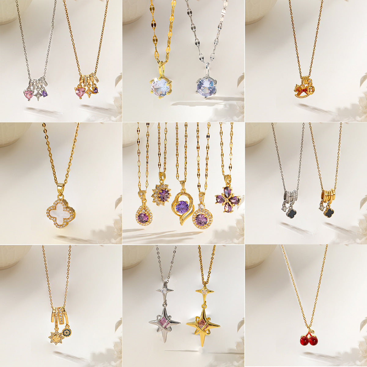 Women's Micro Inlaid Zircon Sun Star Moon Zodiac Clavicle Necklace