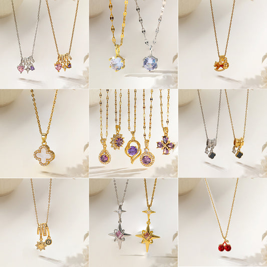 Women's Micro Inlaid Zircon Sun Star Moon Zodiac Clavicle Necklace