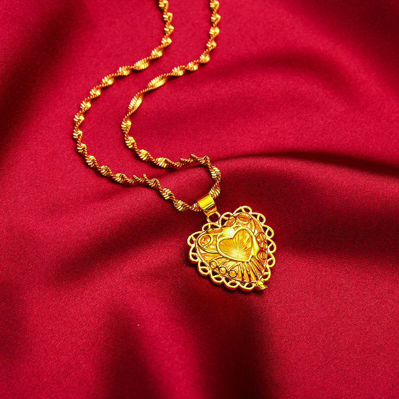 Placer Gold Hollow Love Brass Plated Fashion Lady Temperament Live Pendants