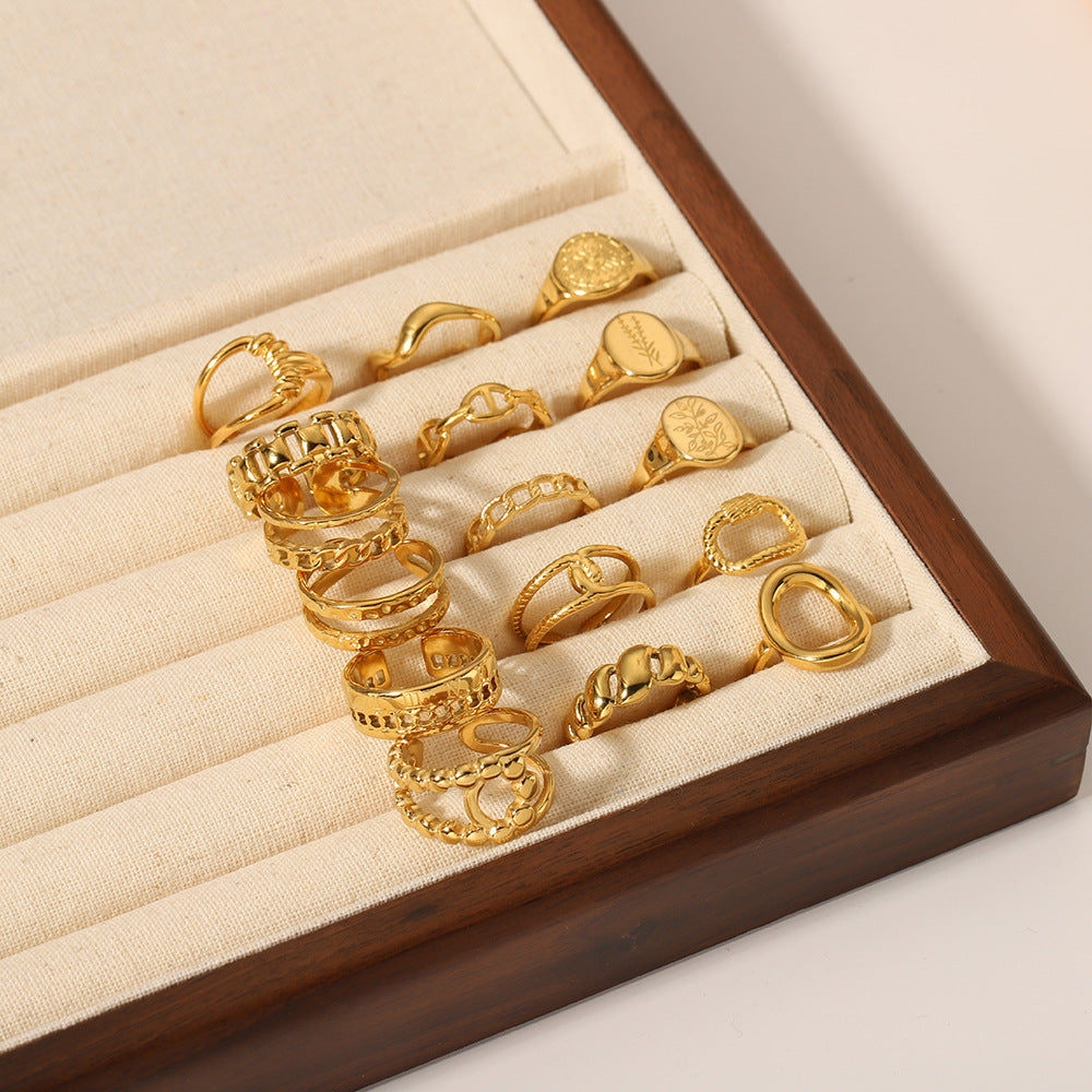 Simple Flower Niche Trendy Irregular Open Ring