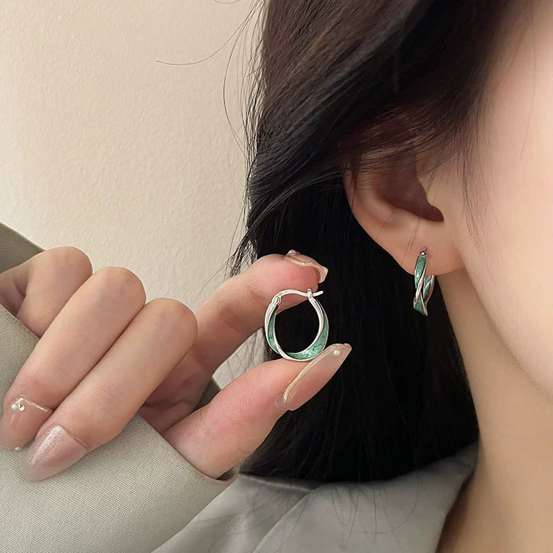 Women's Mobius Irregular Retro High-grade Style Epoxy Stud Earrings