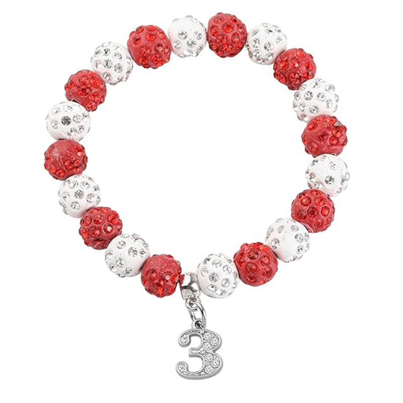 Rhinestone Round Beads Elastic Silk Beaded Metal Bracelet