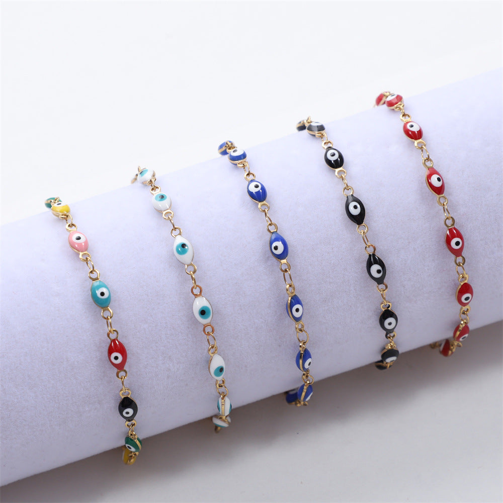 Jin Gold Turkey Devil's Eye Stainless Steel Titanium Small Bracelets