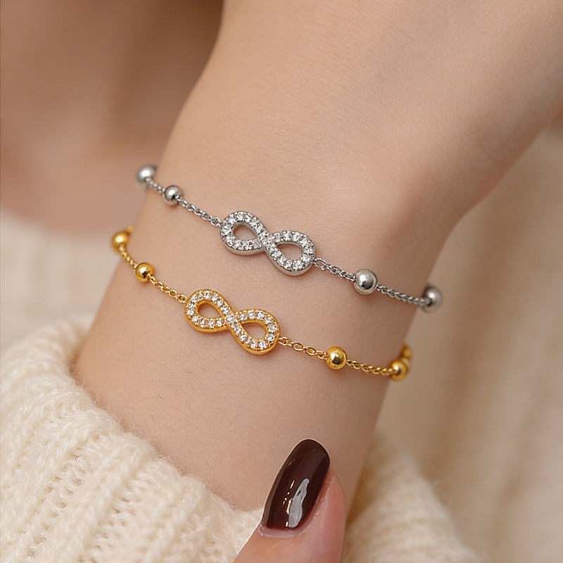 Women's Stainless Steel Infinite Zircon Light Luxury Bracelet