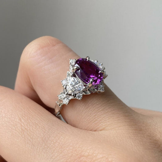 Women's Alloy Inlaid Purple Zircon Engagement Rings