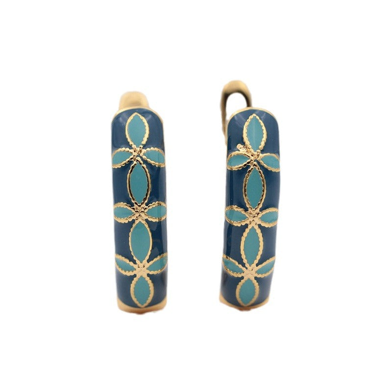 Women's Steel Fashion Elegant Retro Style Dripping Oil Craft Earrings