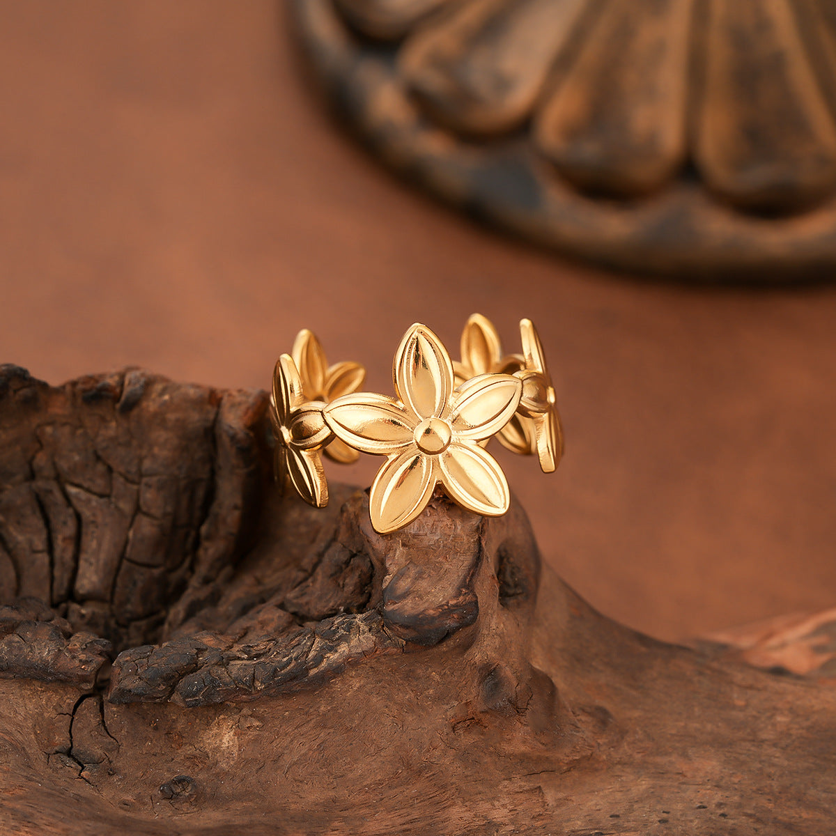 Fashionable Flower Simple Cold Style Unique Design Ring
