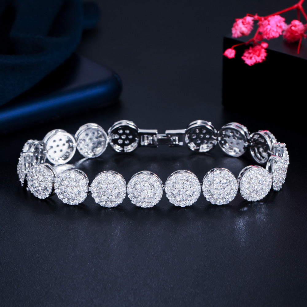 Diamond Round Zircon Exquisite Adjustable Band Extended Buckle Bracelet