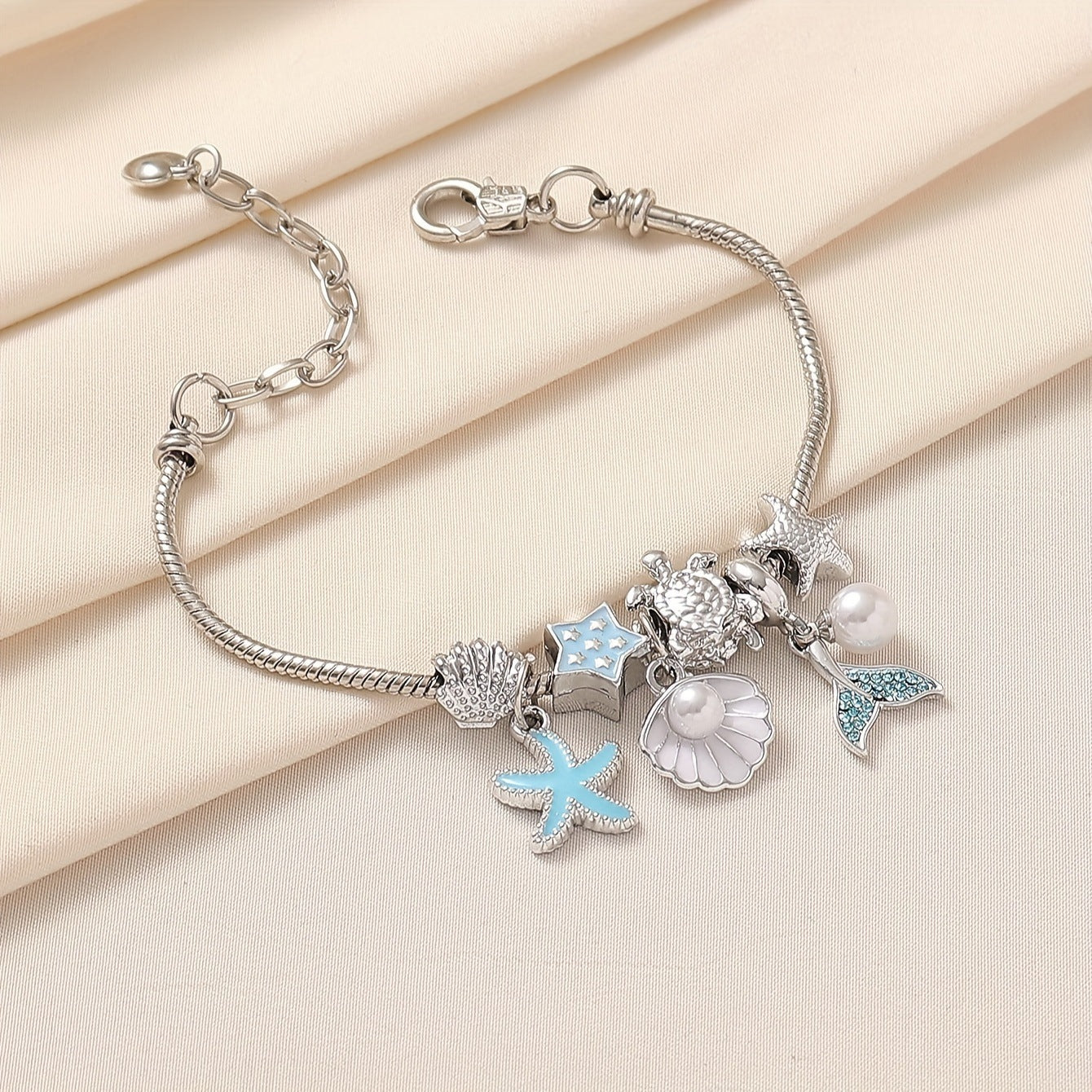 Beaded Ocean Style Cute Painting Oil Starfish Bracelet