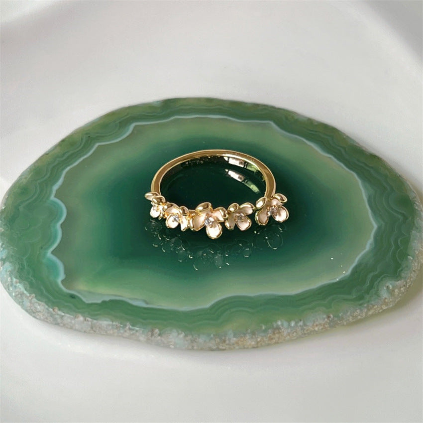 Women's Chinese Style National Fashion Agate Gemstone Sterling Rings