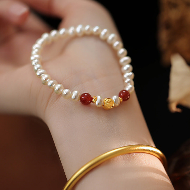 High Sense Chinese Style Alluvial Gold Bracelets