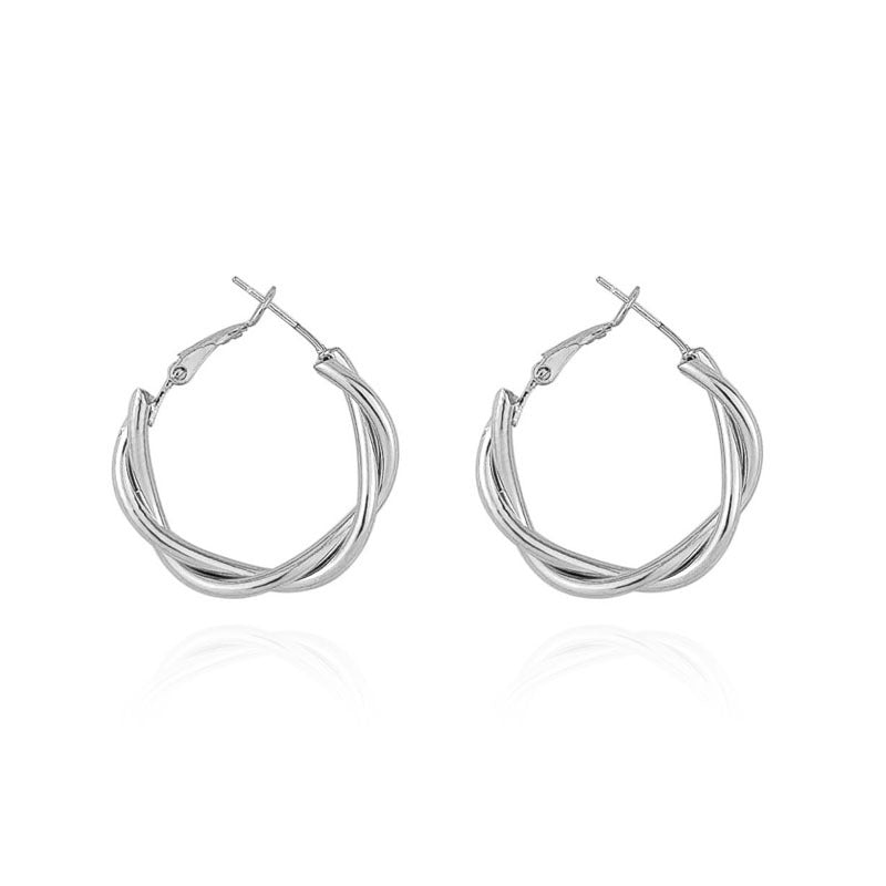Women's Sier Needle Fashion Geometry Pattern Twist Simple Metal Personality Trendy Rings