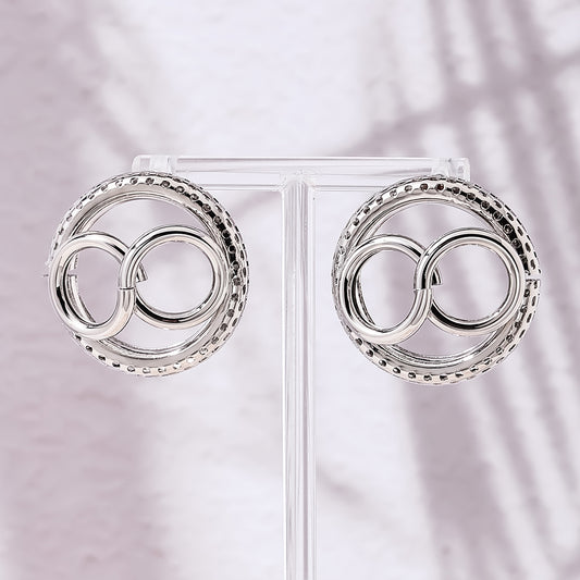 Metal Double Circle Twisted Hollow Multilayer Earrings