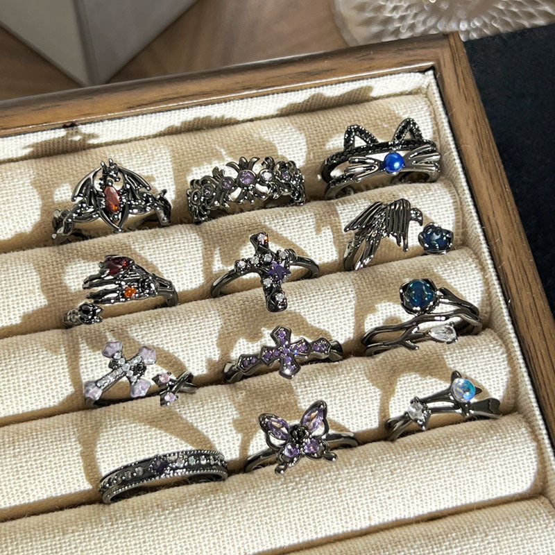 Gothic Style Cross Open-end Personality Sweet Cool Hot Butterfly Dark Ring