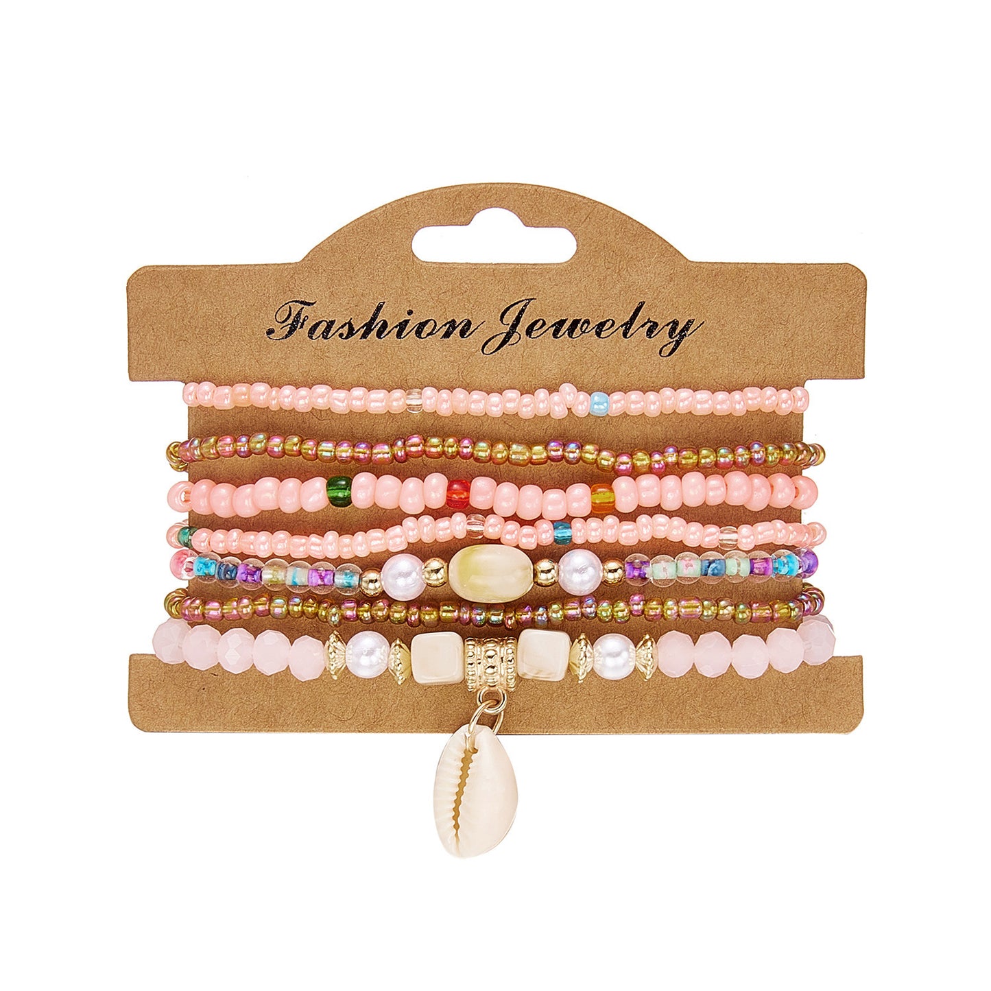 Summer Bohemian Colorful Beads Elastic Shell Bracelet