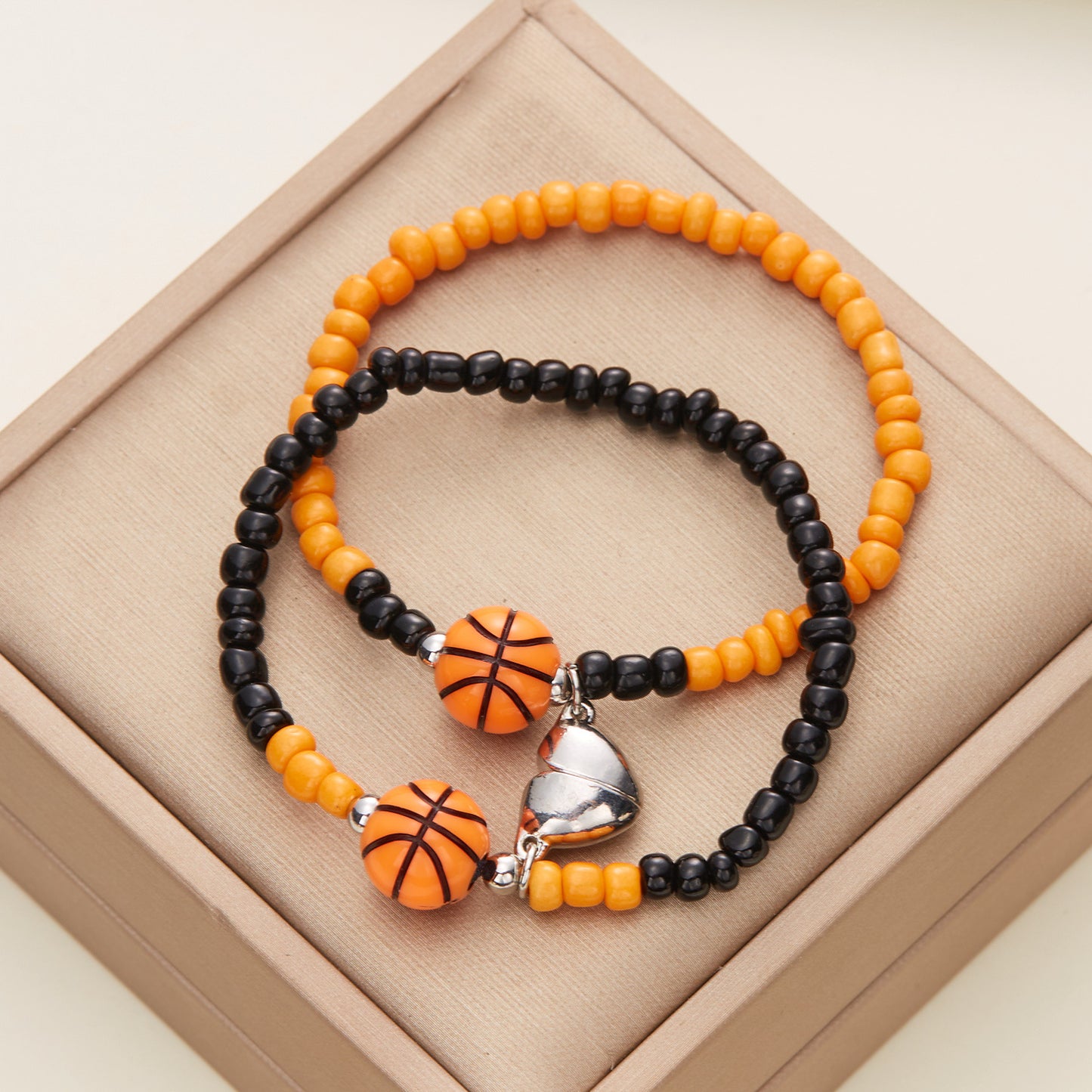 Basketball Tennis Bead Woven Magnetic Couple Bracelets