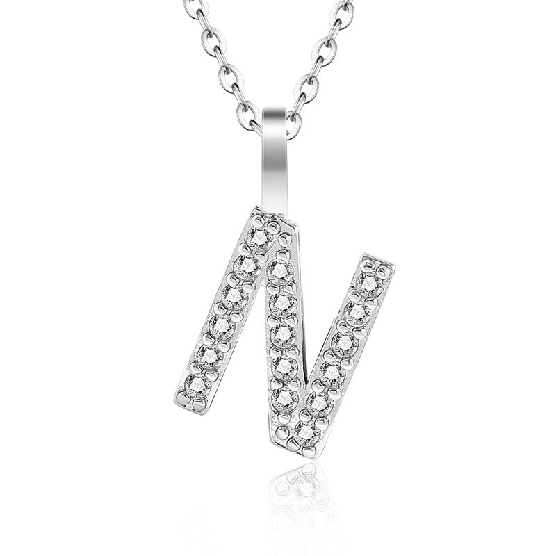 Diamond Inlaid Zircon English Letter Female Pendants