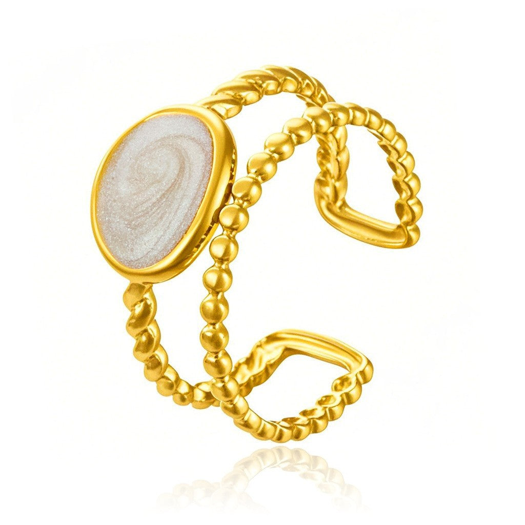 Stainless Steel Irregular Line Love Heart-shaped High-grade Ring