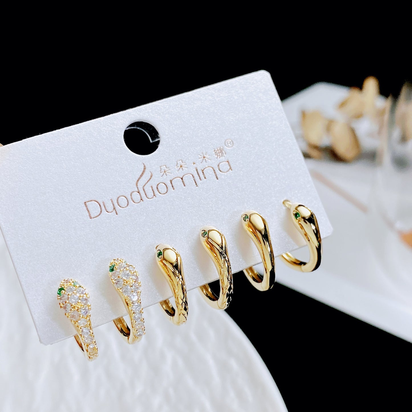 Golden Light Luxury Three Pairs Clip Temperament Wild High-grade Sense Ear Buckle