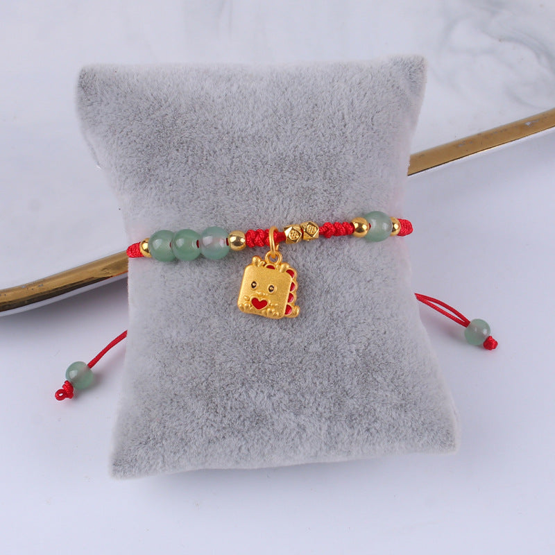 Chinese Style Hand-woven Gold-plated Dragon Red Rope Bracelets