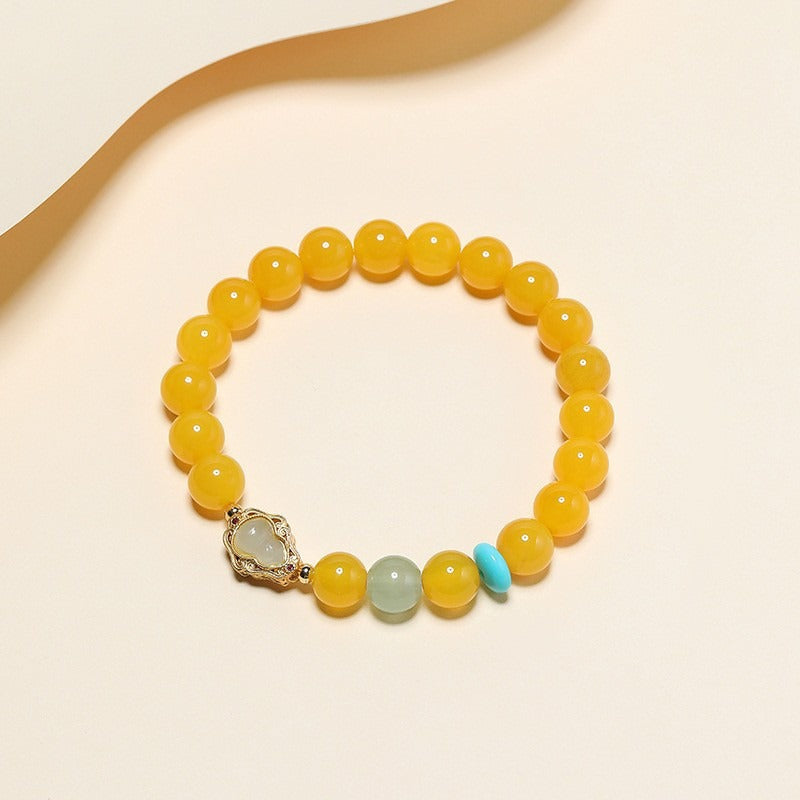 Yellow Glaze Gourd Female Chinese Style Bracelets