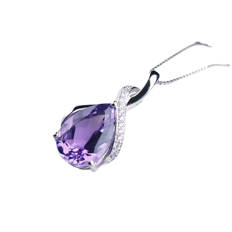 Women's Natural Topaz Clavicle Sterling Sier Ornament Valentine's Pendants