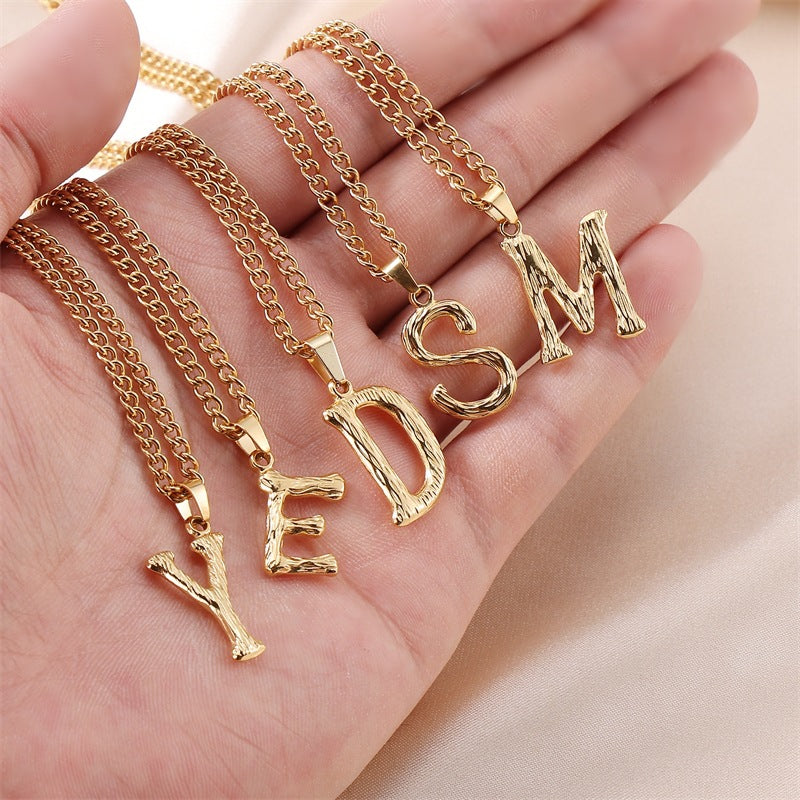 Textured Letters Design Sense Elegant Simple Necklaces