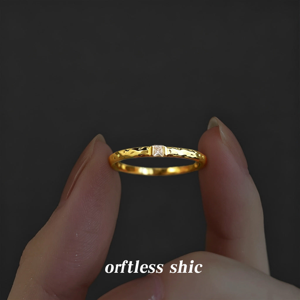 Women's Micro Inlaid Zircon Simple Light Luxury Style Average Size Index Rings